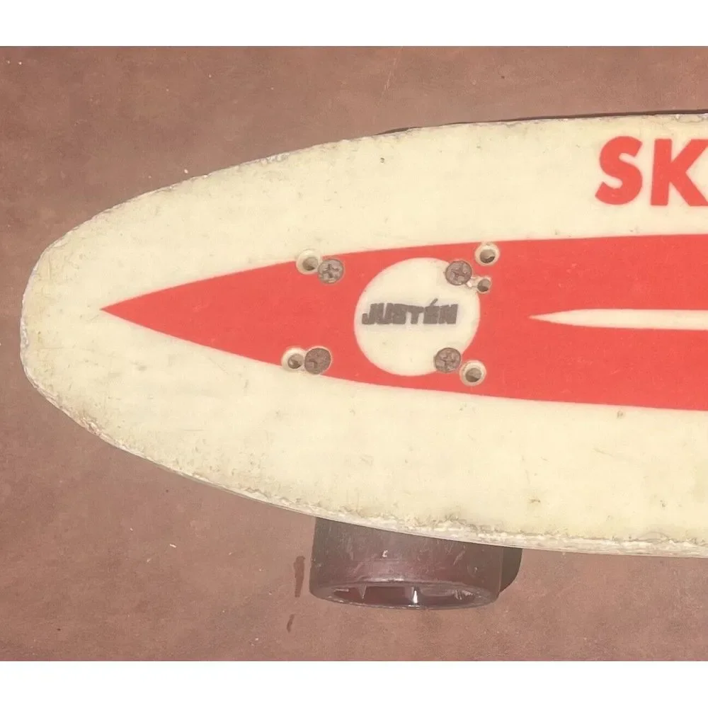 VTG Justen Fiberglass Skateboard Red White‎ 70s Sidewalk Surfboard